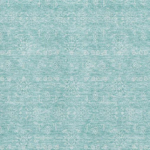 HomeRoots 8' X 10' Aqua Floral Area Rug - Elegant Washable Design with UV Protection for High Traffic Areas 656871