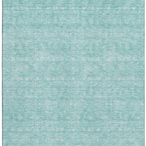 HomeRoots 8' X 10' Aqua Floral Area Rug - Elegant Washable Design with UV Protection for High Traffic Areas 656871