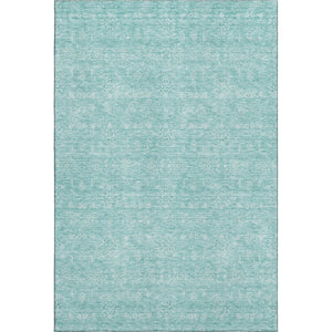 HomeRoots 9' X 12' Aqua & Ivory Floral Area Rug - Washable, UV-Protected, Durable for Busy Homes & Kids 656872