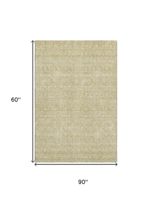 HomeRoots 5' X 8' Beige Floral Area Rug – Washable, UV-Protected, Stain-Resistant for Family-Friendly Spaces 656875