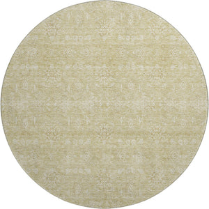 HomeRoots 8' Beige and Ivory Floral Round Area Rug - Washable, UV-Protected, Pet-Friendly Elegance for Homes 656876