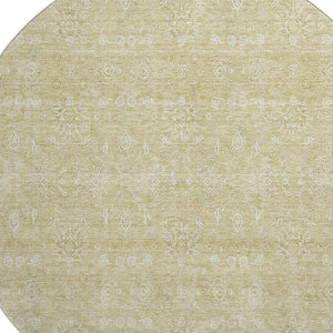 HomeRoots 8' Beige and Ivory Floral Round Area Rug - Washable, UV-Protected, Pet-Friendly Elegance for Homes 656876