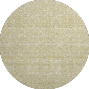 HomeRoots 8' Beige and Ivory Floral Round Area Rug - Washable, UV-Protected, Pet-Friendly Elegance for Homes 656876