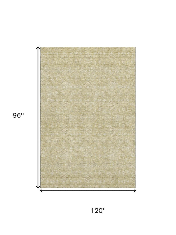 HomeRoots 8' X 10' Beige and Ivory Floral Area Rug - Washable, UV Protected, Stain Resistant, Durable Design 656877