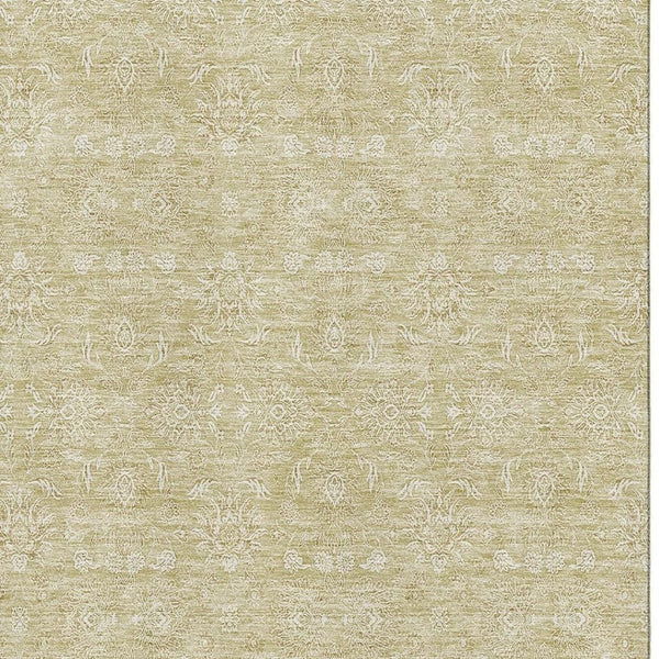 HomeRoots 8' X 10' Beige and Ivory Floral Area Rug - Washable, UV Protected, Stain Resistant, Durable Design 656877