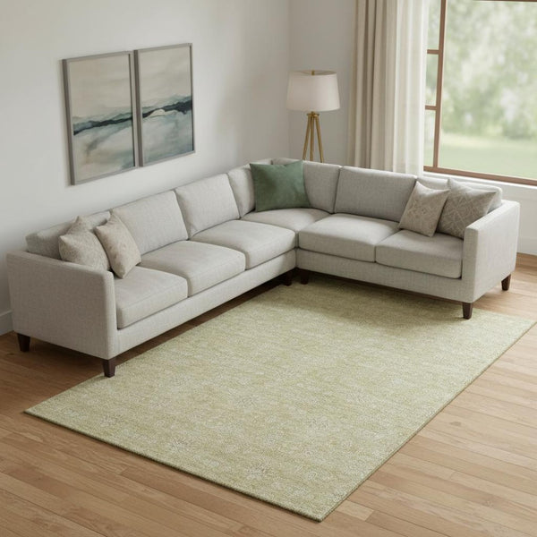 HomeRoots 8' X 10' Beige and Ivory Floral Area Rug - Washable, UV Protected, Stain Resistant, Durable Design 656877