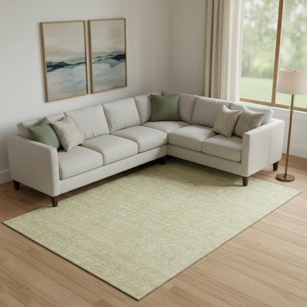 HomeRoots 9' X 12' Beige and Ivory Floral Area Rug - Washable, UV-Protected, Stain-Resistant for Family Homes 656878