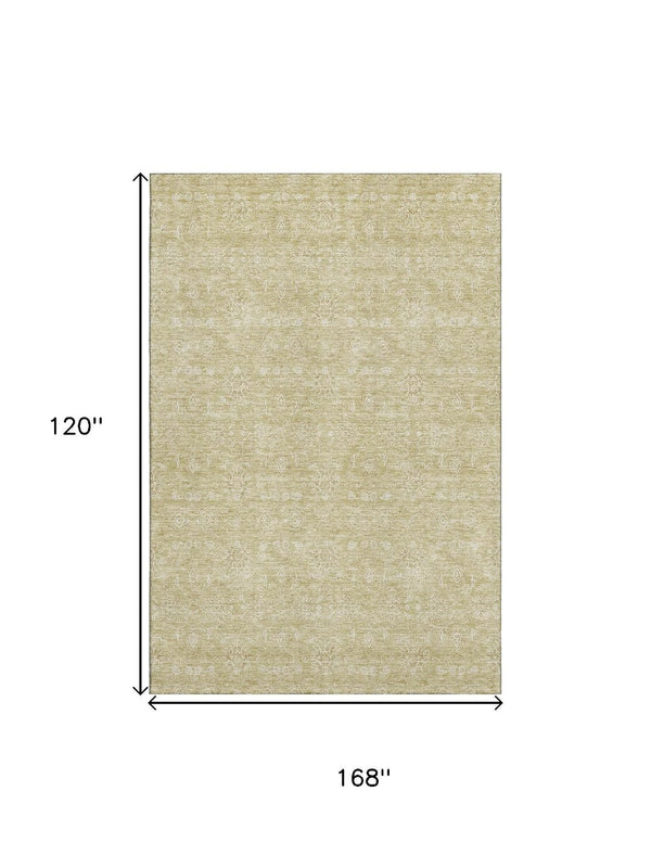 HomeRoots 10' X 14' Beige Floral Area Rug - Washable, UV Protected, & Stain Resistant for Family Living Spaces 656879
