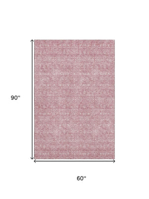 HomeRoots 5' X 8' Blush and Ivory Floral Area Rug - Washable, Stain-Resistant, UV Protected for Family Spaces 656881