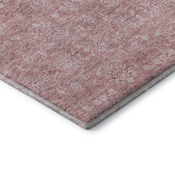 HomeRoots 8' Blush and Ivory Floral Washable Round Rug – Durable, Stain Resistant with UV Protection for Homes 656882