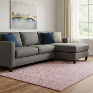 HomeRoots 8' X 10' Blush and Ivory Floral Area Rug – Durable, Washable, UV Protected for Homes with Kids & Pets 656883