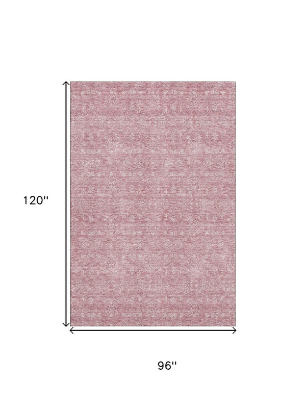 HomeRoots 8' X 10' Blush and Ivory Floral Area Rug – Durable, Washable, UV Protected for Homes with Kids & Pets 656883