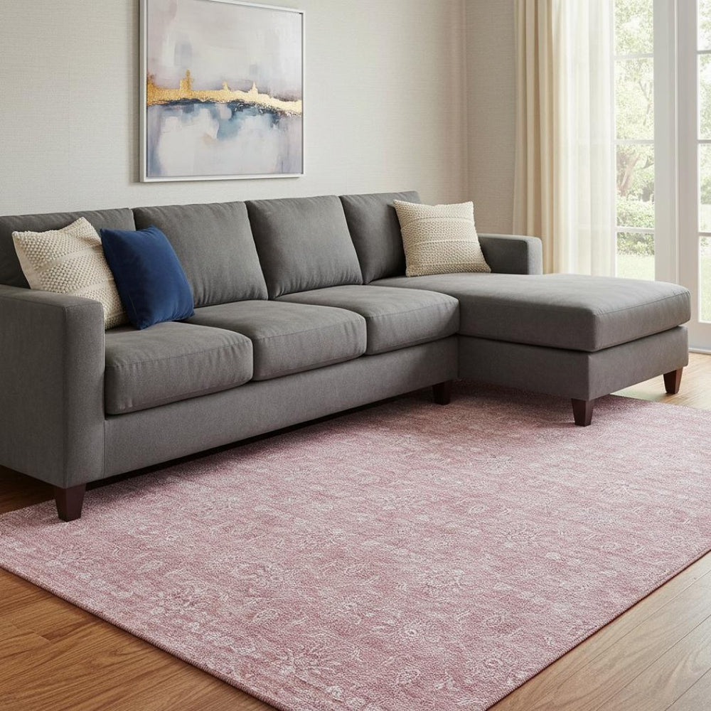 HomeRoots 9' X 12' Elegant Blush & Ivory Floral Washable Area Rug with UV Protection, Durable & Stylish Design 656884