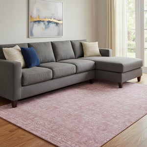 HomeRoots 9' X 12' Elegant Blush & Ivory Floral Washable Area Rug with UV Protection, Durable & Stylish Design 656884