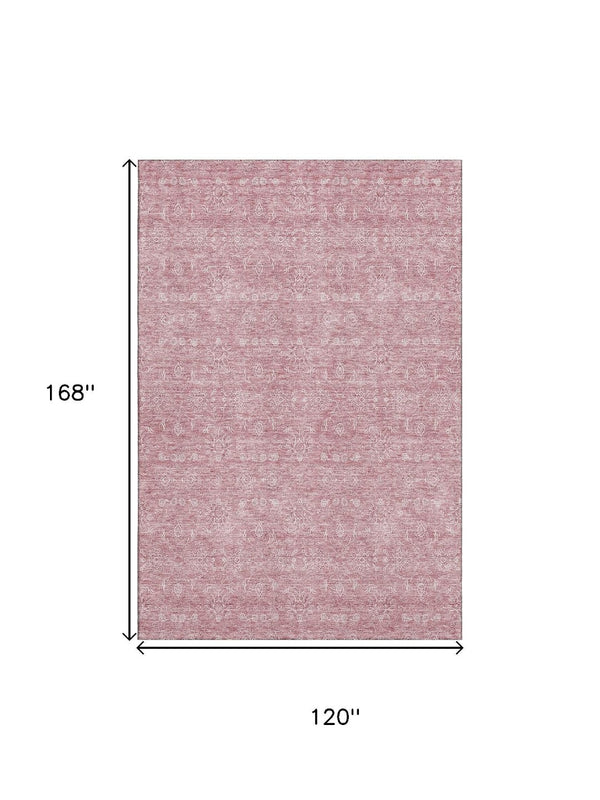 HomeRoots 10' X 14' Blush and Ivory Floral Washable Area Rug - Durable, UV-Protected, Perfect for Family Spaces! 656885