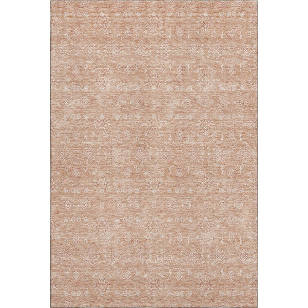 HomeRoots 5' X 8' Coral Floral Area Rug - Washable, UV Protected, Pet-Friendly with Timeless Style & Comfort 656887
