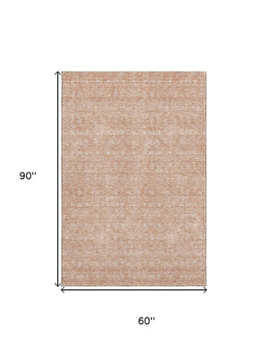 HomeRoots 5' X 8' Coral Floral Area Rug - Washable, UV Protected, Pet-Friendly with Timeless Style & Comfort 656887