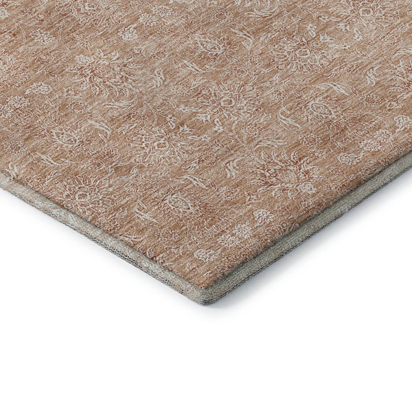 HomeRoots 5' X 8' Coral Floral Area Rug - Washable, UV Protected, Pet-Friendly with Timeless Style & Comfort 656887
