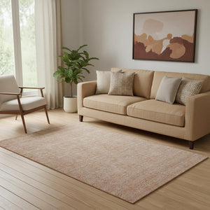 HomeRoots 5' X 8' Coral Floral Area Rug - Washable, UV Protected, Pet-Friendly with Timeless Style & Comfort 656887