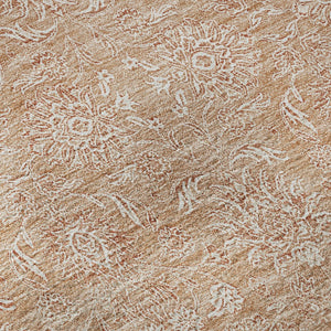 HomeRoots 8' Coral and Ivory Floral Washable Round Rug - Stain-Resistant, UV-Protected, Perfect for Homes! 656888
