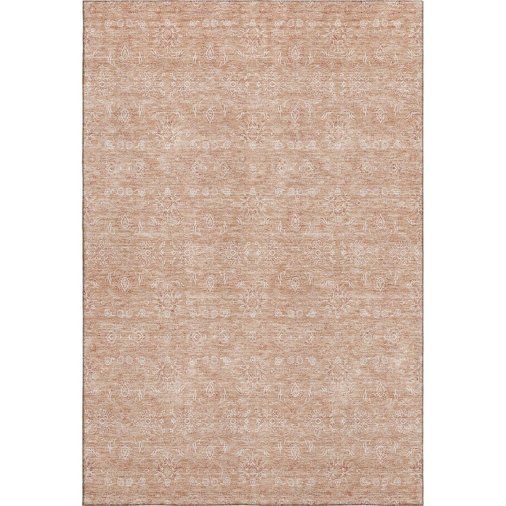 HomeRoots 8' X 10' Coral and Ivory Floral Washable Area Rug – Durable, Soft, UV Protected, Perfect for Families! 656889