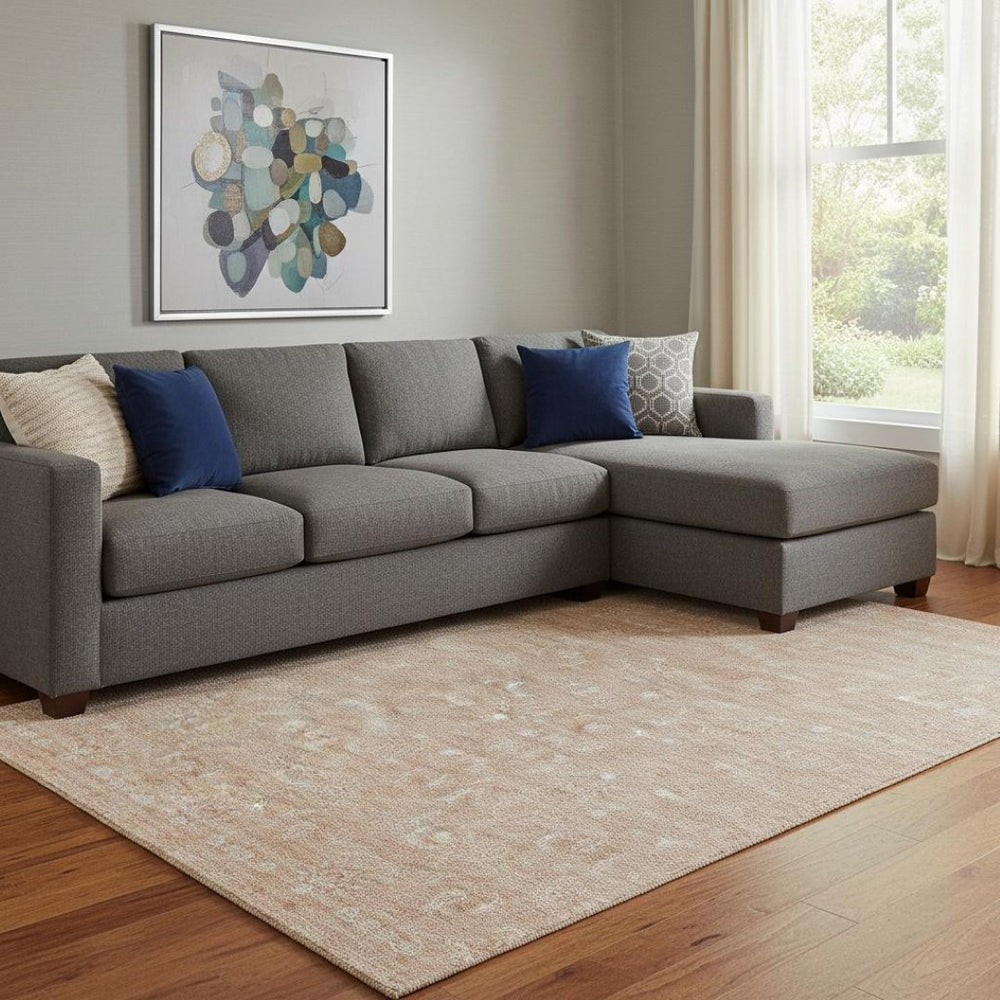 HomeRoots 10' Coral and Ivory Floral Washable Area Rug - UV Protected, Stain-Resistant, Perfect for Busy Homes! 656891