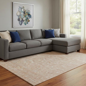 HomeRoots 10' Coral and Ivory Floral Washable Area Rug - UV Protected, Stain-Resistant, Perfect for Busy Homes! 656891