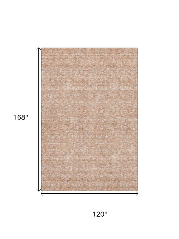 HomeRoots 10' Coral and Ivory Floral Washable Area Rug - UV Protected, Stain-Resistant, Perfect for Busy Homes! 656891