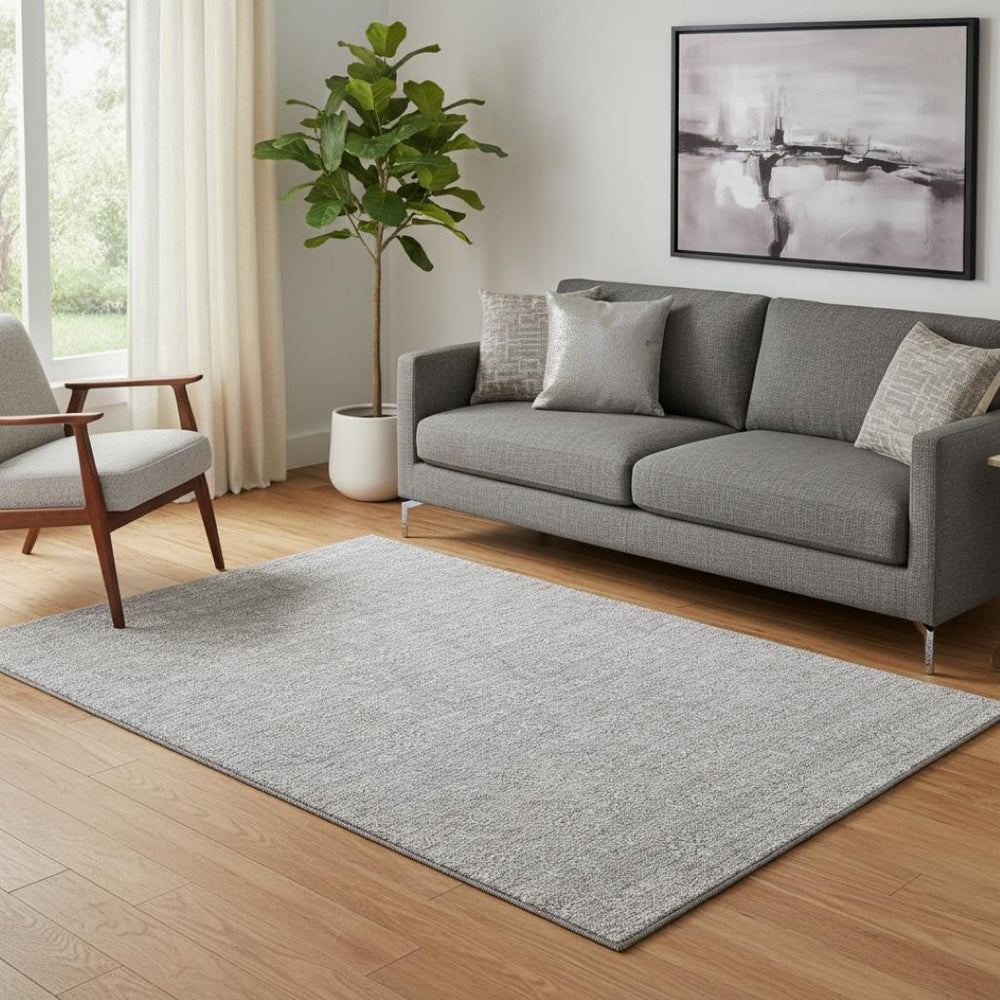 HomeRoots 5' X 8' Gray and Ivory Floral Area Rug – Durable, Washable Design with UV Protection for Homes 656893