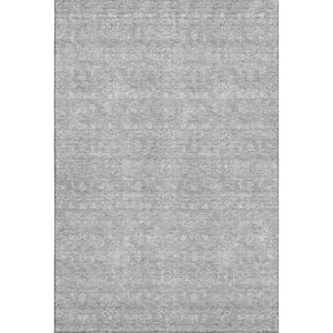 HomeRoots 5' X 8' Gray and Ivory Floral Area Rug – Durable, Washable Design with UV Protection for Homes 656893