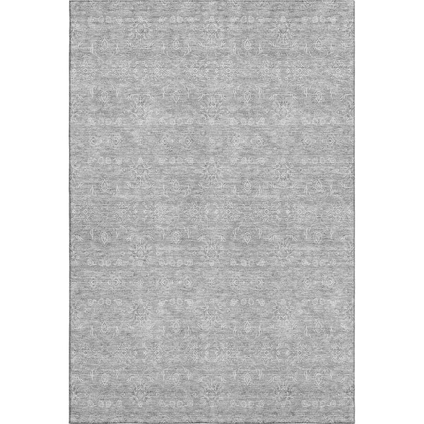 HomeRoots 5' X 8' Gray and Ivory Floral Area Rug – Durable, Washable Design with UV Protection for Homes 656893