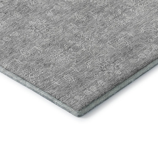 HomeRoots 5' X 8' Gray and Ivory Floral Area Rug – Durable, Washable Design with UV Protection for Homes 656893