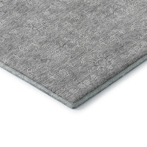 HomeRoots 8' Gray And Ivory Floral Round Rug – Washable, UV Protected, Durable for Indoor & Outdoor Use! 656894