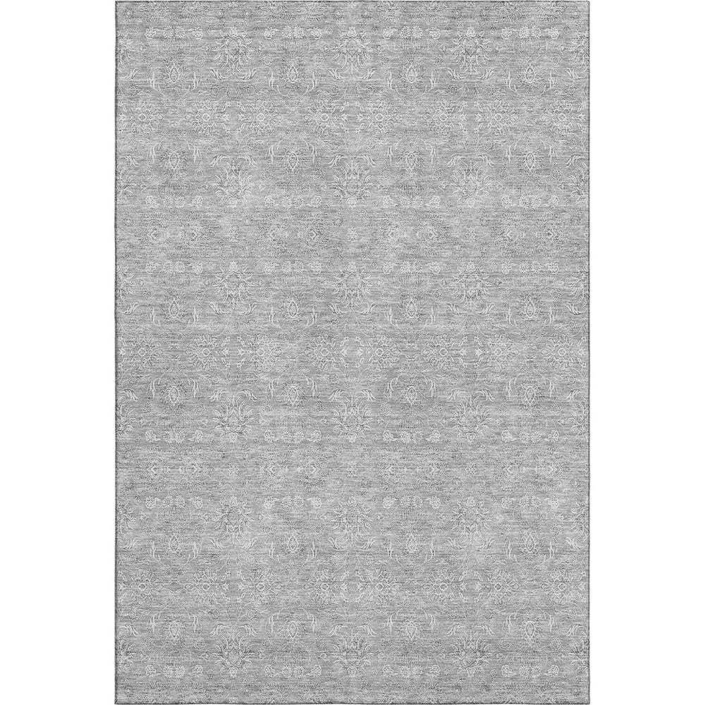 HomeRoots 8' X 10' Gray And Ivory Floral Washable Area Rug with UV Protection for Stylish, Durable Spaces 656895
