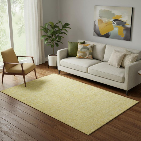 HomeRoots 5' X 8' Amber and Ivory Floral Area Rug - Washable, Stain Resistant, UV Protected for Everyday Elegance 656899