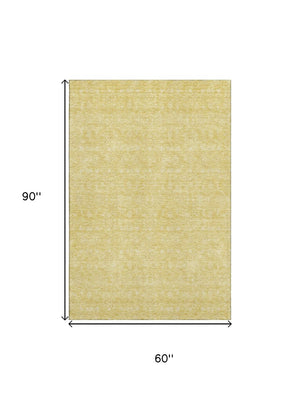 HomeRoots 5' X 8' Amber and Ivory Floral Area Rug - Washable, Stain Resistant, UV Protected for Everyday Elegance 656899