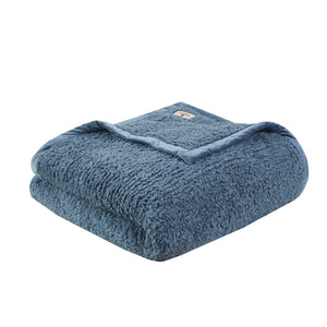 JLA Home Woolrich - Berber Woolrich Burlington Plush Berber Blanket with Velvet Binding, OEKO-TEX Certified Comfort Blue WR51-2219