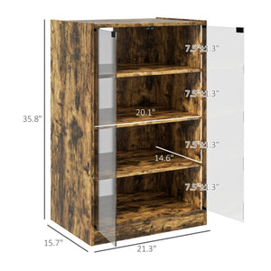 English Elm Audio Rack with Tempered Glass Doors Four Tier Media Cabinet in Rustic Brown Finish T3971P469840