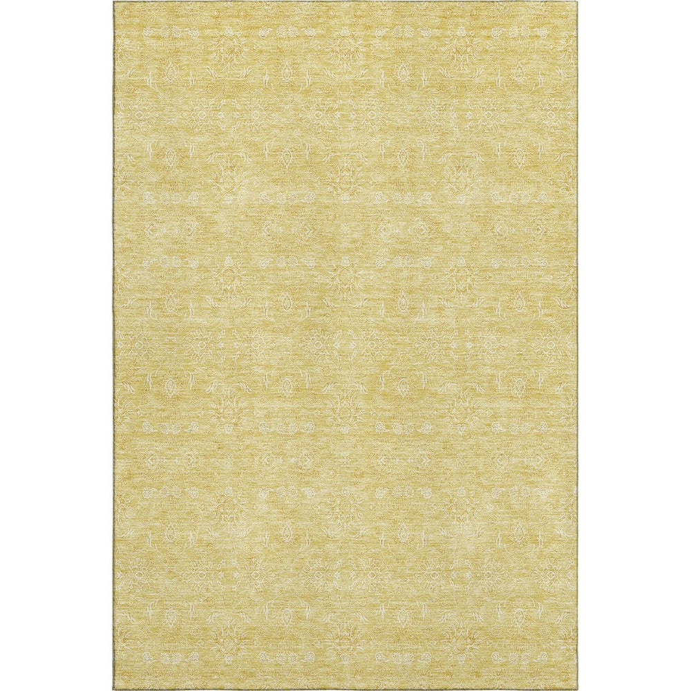 HomeRoots 8' X 10' Floral Washable Area Rug in Amber & Ivory - Stain Resistant, UV Protected for Easy Care 656901