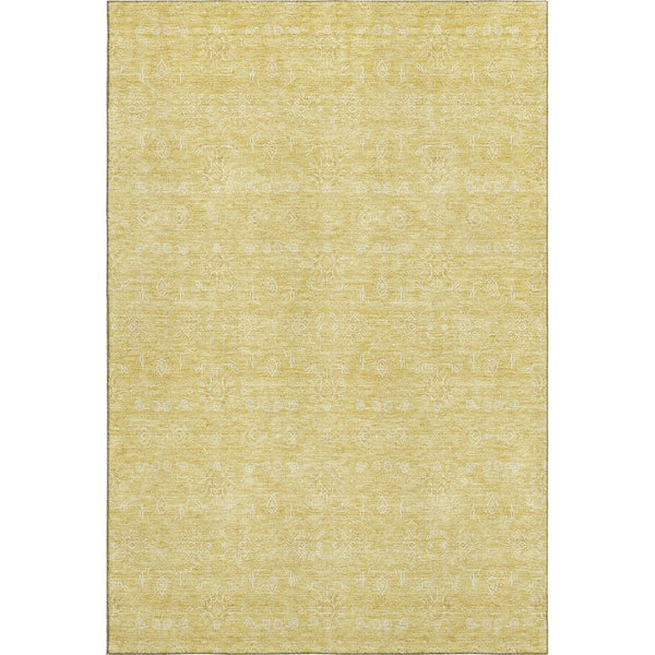 HomeRoots 8' X 10' Floral Washable Area Rug in Amber & Ivory - Stain Resistant, UV Protected for Easy Care 656901