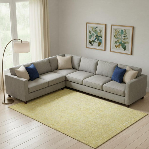 HomeRoots 8' X 10' Floral Washable Area Rug in Amber & Ivory - Stain Resistant, UV Protected for Easy Care 656901