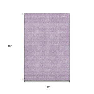 HomeRoots 5' X 8' Floral Area Rug in Lavender and Ivory - Washable, UV-Protected, Kid & Pet-Friendly Décor 656905