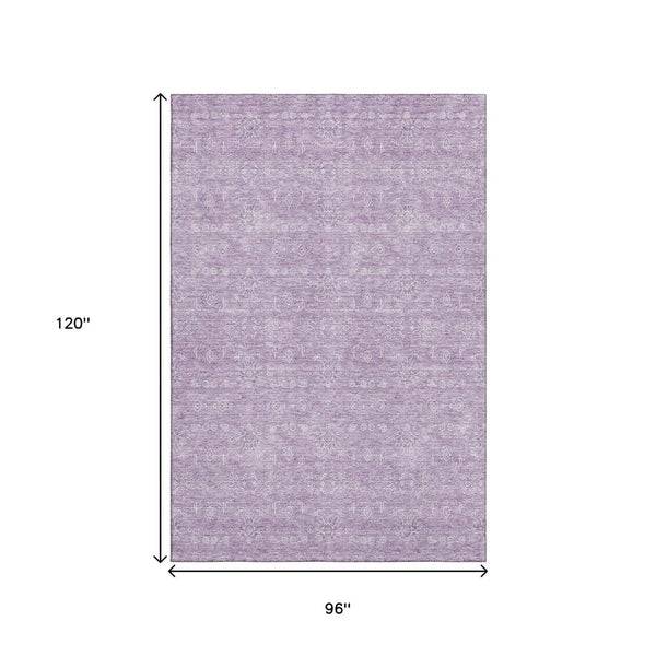 HomeRoots 8' X 10' Floral Area Rug in Lavender & Ivory - Washable, UV-Protected, Stain-Resistant, Family-Friendly 656907