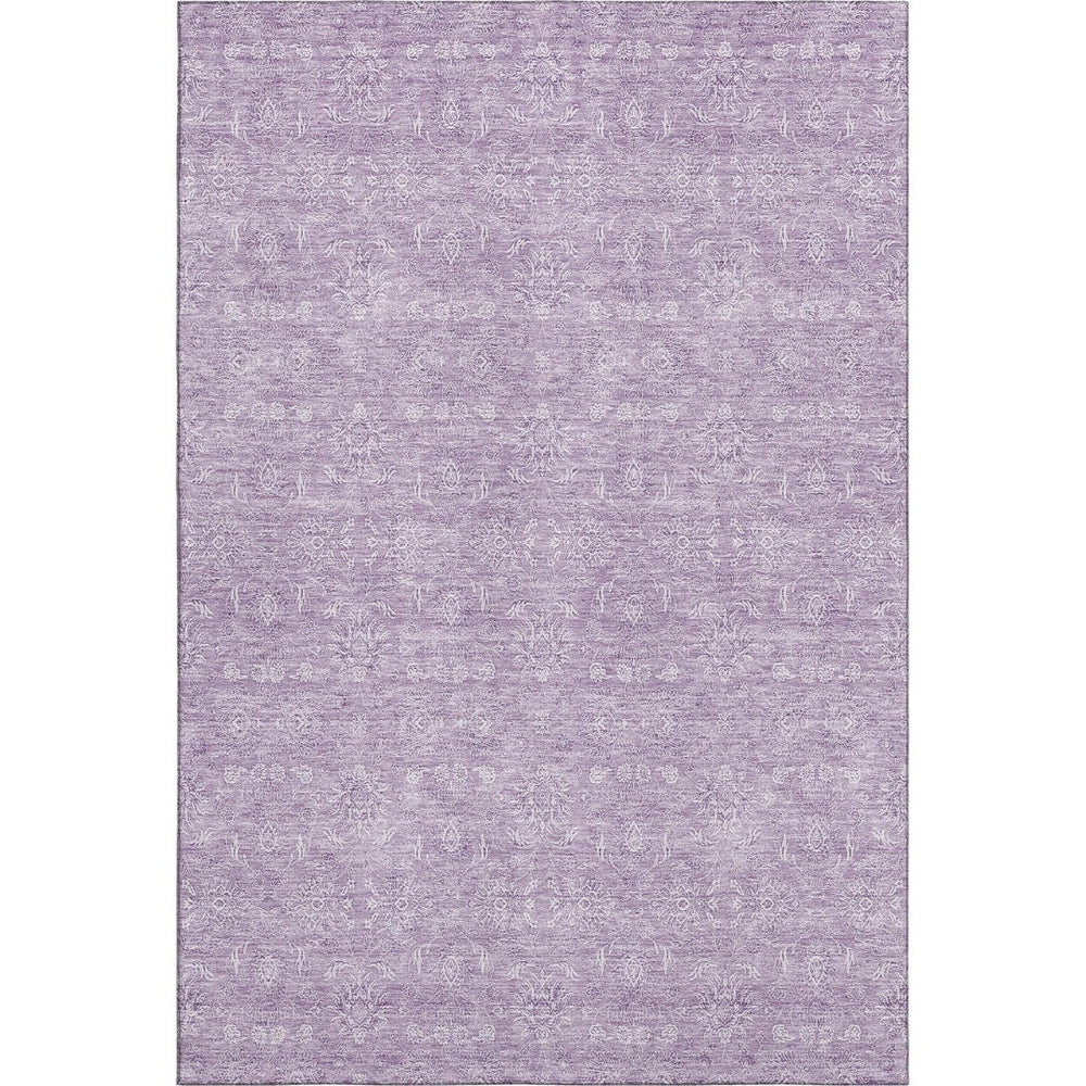 HomeRoots 9' X 12' Lavender Floral Area Rug - Washable, UV Protected, & Stain Resistant for Family-Friendly Spaces 656908