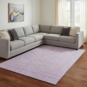 HomeRoots 9' X 12' Lavender Floral Area Rug - Washable, UV Protected, & Stain Resistant for Family-Friendly Spaces 656908