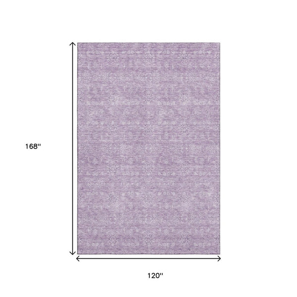 HomeRoots 10' X 14' Floral Area Rug in Lavender & Ivory - Washable, UV-Protected, Pet-Friendly Design for Homes 656909