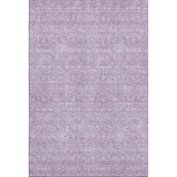 HomeRoots 10' X 14' Floral Area Rug in Lavender & Ivory - Washable, UV-Protected, Pet-Friendly Design for Homes 656909