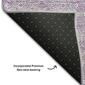 HomeRoots 10' X 14' Floral Area Rug in Lavender & Ivory - Washable, UV-Protected, Pet-Friendly Design for Homes 656909