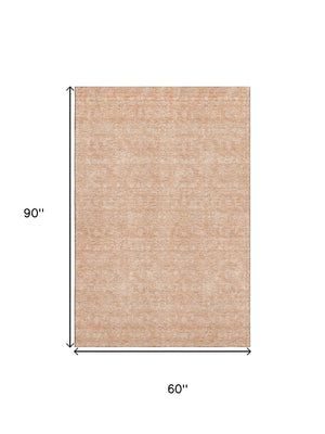 HomeRoots 5' X 8' Peach and Ivory Floral Area Rug - Washable, Stain Resistant, UV Protected for Family Homes 656911