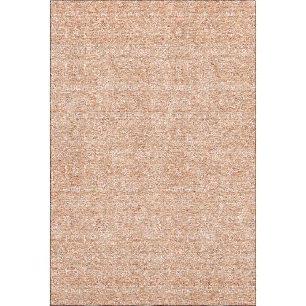 HomeRoots 8' X 10' Peach and Ivory Floral Area Rug - Washable, Durable, UV Protected for Timeless Elegance 656913